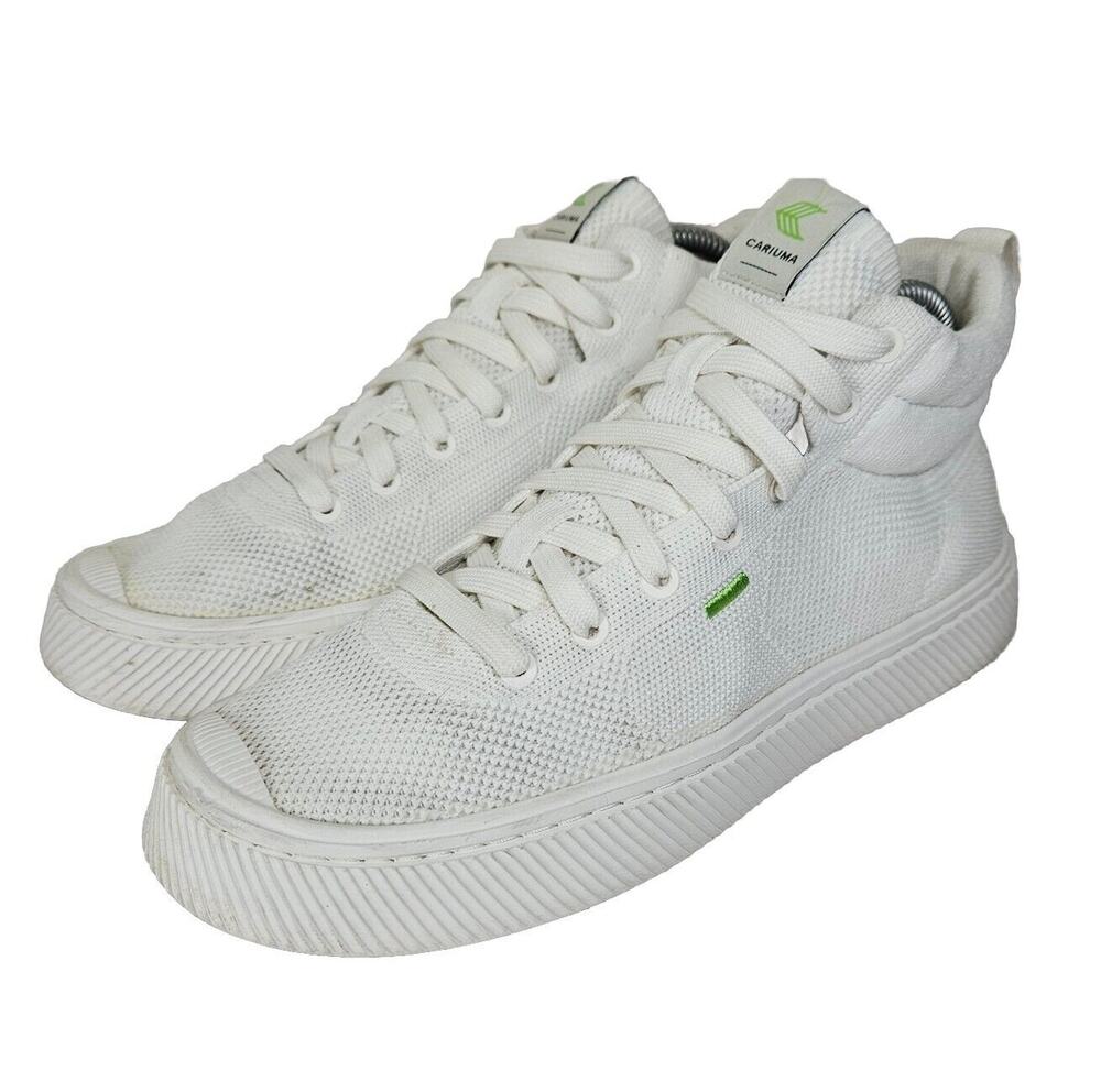 Cariuma Mens 6 Womens 7.5 White Canvas IBI High Top Sneakers Lace Up Dingy